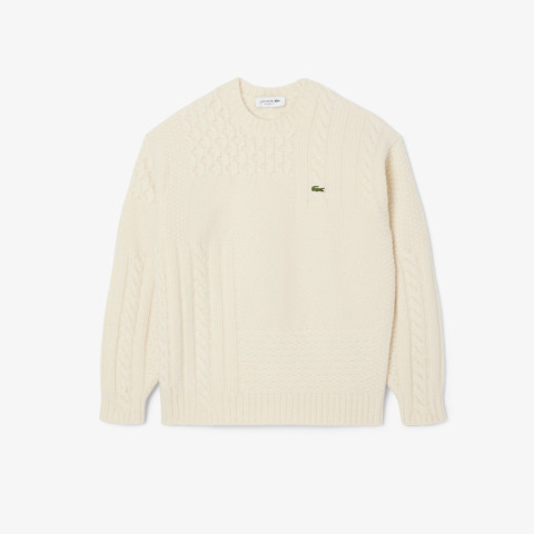 Pull Homme Lacoste PATCHWORK Crème Cloane Vannes AH5201 XFJ