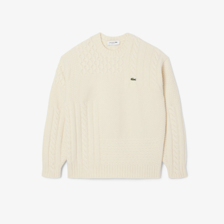 Pull Homme Lacoste PATCHWORK Crème Cloane Vannes AH5201 XFJ