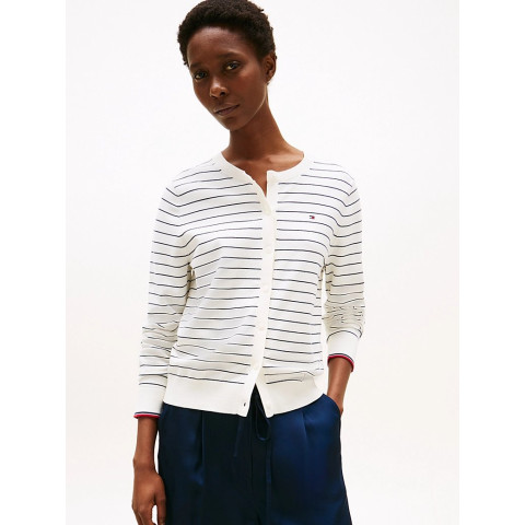 Gilet Femme Tommy Hilfiger JERSEY Ecru Cloane Vannes WW0WW42370 04Q