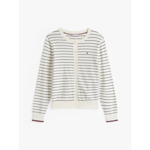 Gilet Femme Tommy Hilfiger JERSEY Ecru Cloane Vannes WW0WW42370 04Q