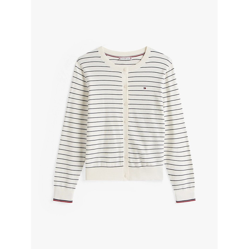 Gilet Femme Tommy Hilfiger JERSEY Ecru Cloane Vannes WW0WW42370 04Q