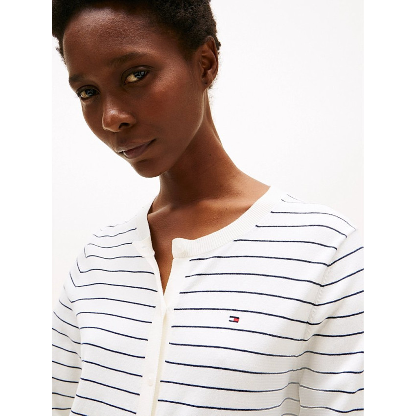 Gilet Femme Tommy Hilfiger JERSEY Ecru Cloane Vannes WW0WW42370 04Q