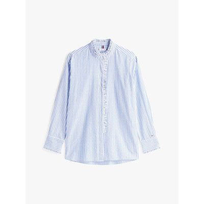 Chemise Femme Tommy Hilfiger SEERSUCKER RUFFLE Bleu Ciel Cloane Vannes WW0WW45887 0X5