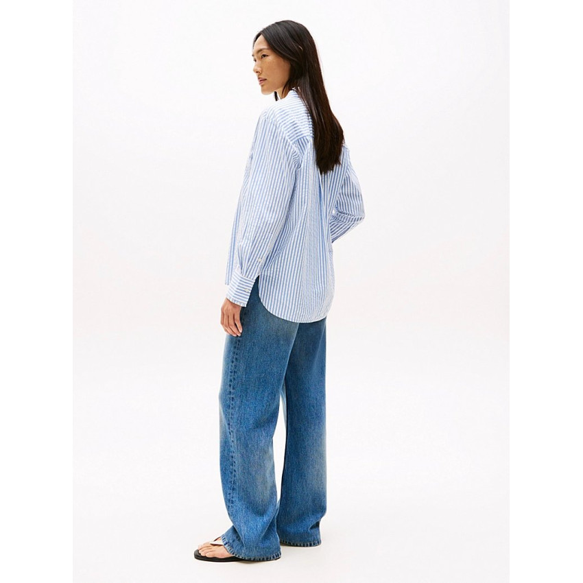 Chemise Femme Tommy Hilfiger SEERSUCKER RUFFLE Bleu Ciel Cloane Vannes WW0WW45887 0X5