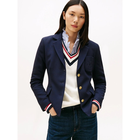 Veste Blazer Femme Tommy Hilfiger PUNTO TONAL Bleu Marine Cloane Vannes WW0WW46660 C1G