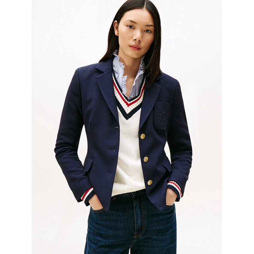 Veste Blazer Femme Tommy Hilfiger PUNTO TONAL Bleu Marine Cloane Vannes WW0WW46660 C1G