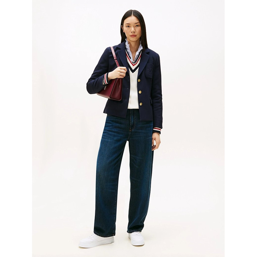 Veste Blazer Femme Tommy Hilfiger PUNTO TONAL Bleu Marine Cloane Vannes WW0WW46660 C1G