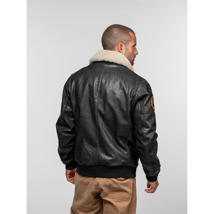 Blouson en Cuir Daytona 73 Homme MOCK Noir Cloane Vannes