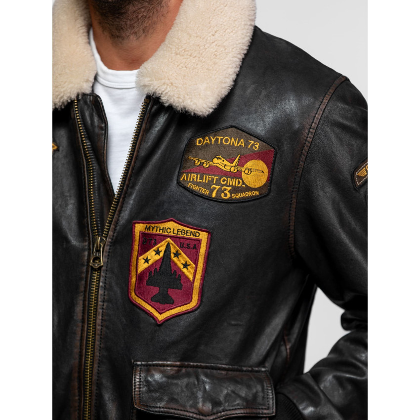 Blouson en Cuir Daytona 73 Homme MOCK Noir Cloane Vannes