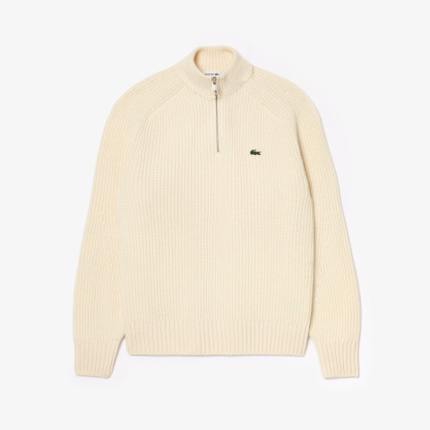 Pull Homme Lacoste Demi-Zip CLASSIC Crème Cloane Vannes AH3134