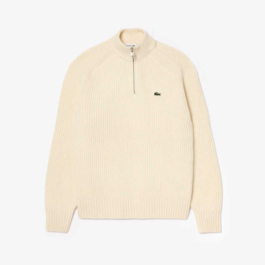 Pull Homme Lacoste Demi-Zip CLASSIC Crème Cloane Vannes AH3134