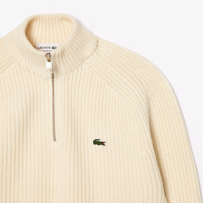 Pull Homme Lacoste Demi-Zip CLASSIC Crème Cloane Vannes AH3134