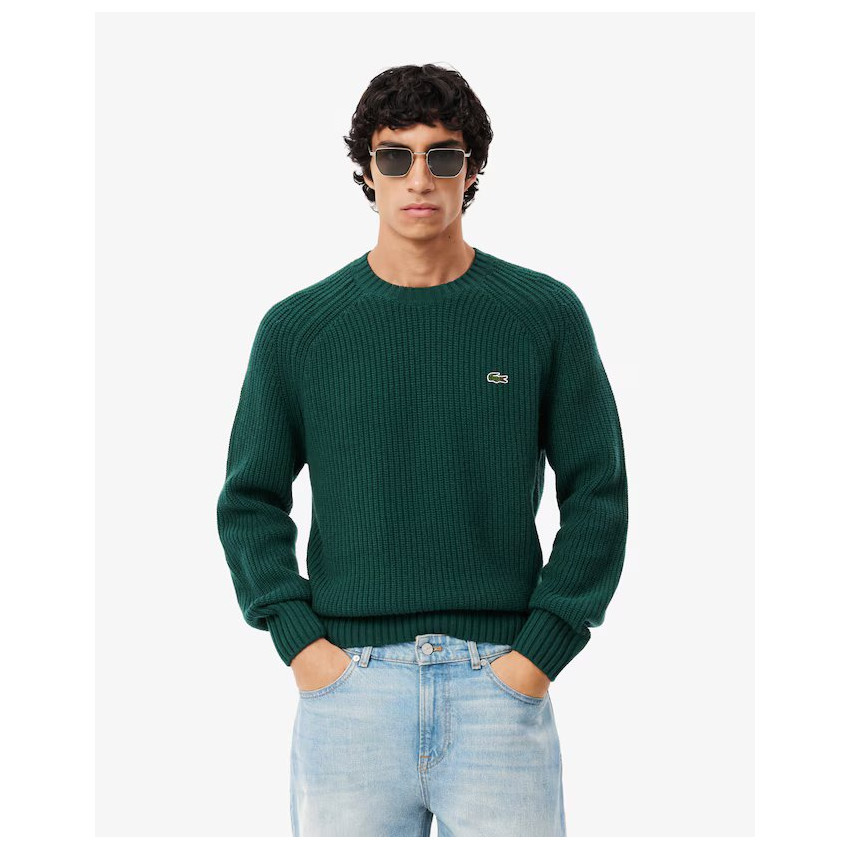 Pull Homme Cardé LACOSTE Vert Foncé AH3142 YZP XFJ