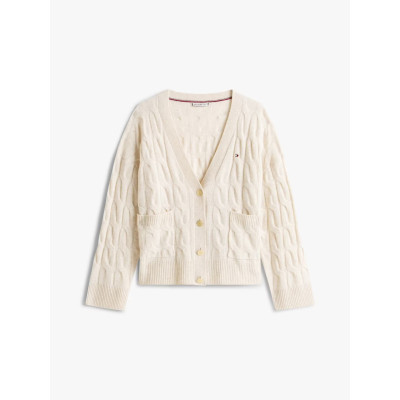 Gilet Femme Tommy Hilfiger SOFT WOOL Ecru Cloane Vannes WW0WW43089