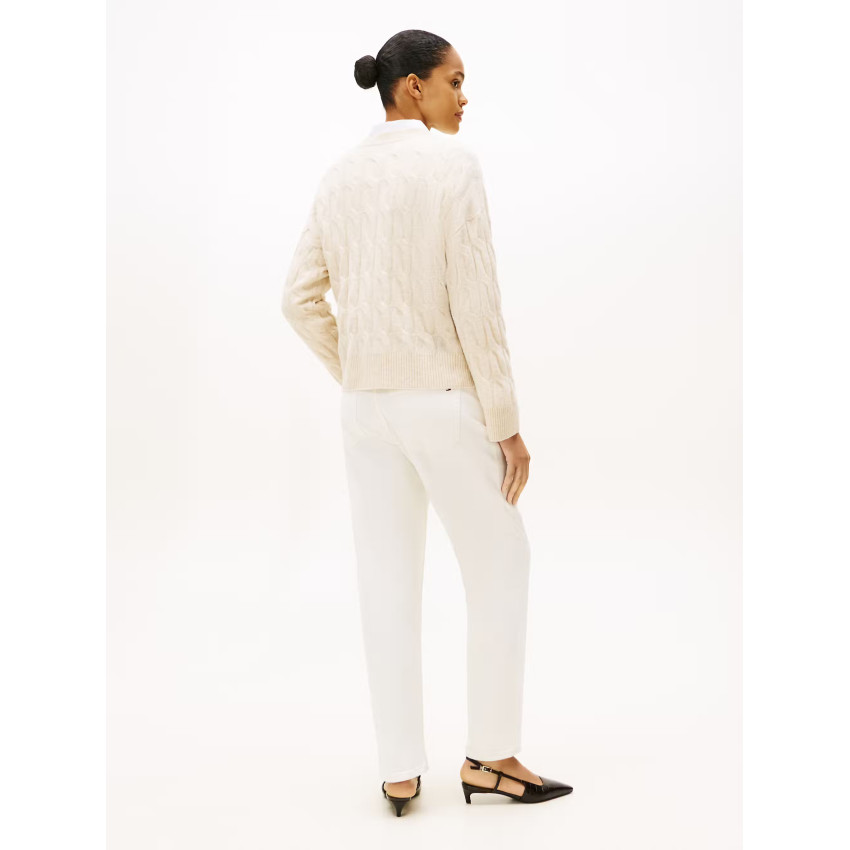 Gilet Femme Tommy Hilfiger SOFT WOOL Ecru Cloane Vannes WW0WW43089