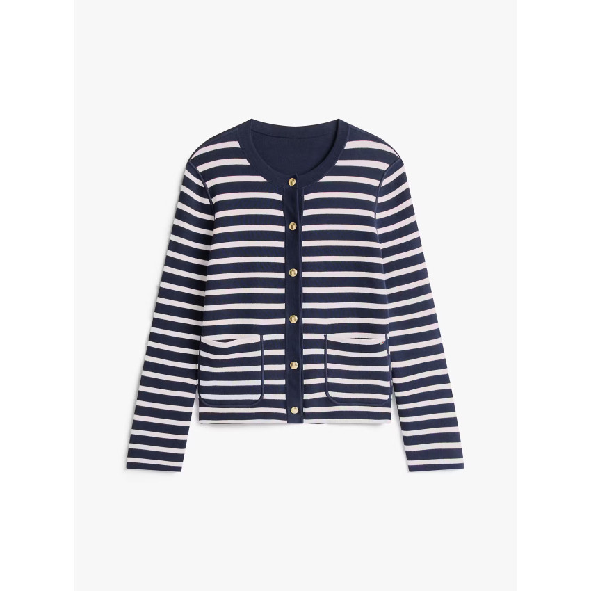 Gilet Réversible Femme Tommy Hilfiger JERSEY Bleu Marine Cloane Vannes WW0WW40846