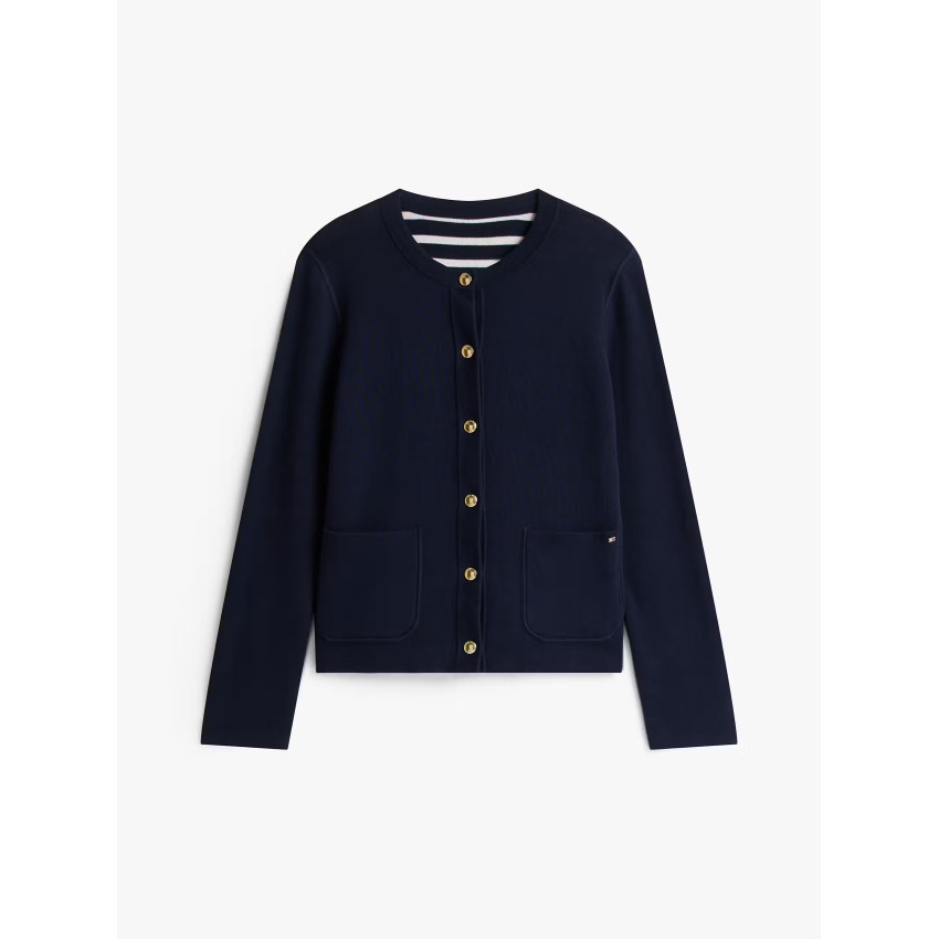 Gilet Réversible Femme Tommy Hilfiger JERSEY Bleu Marine Cloane Vannes WW0WW40846