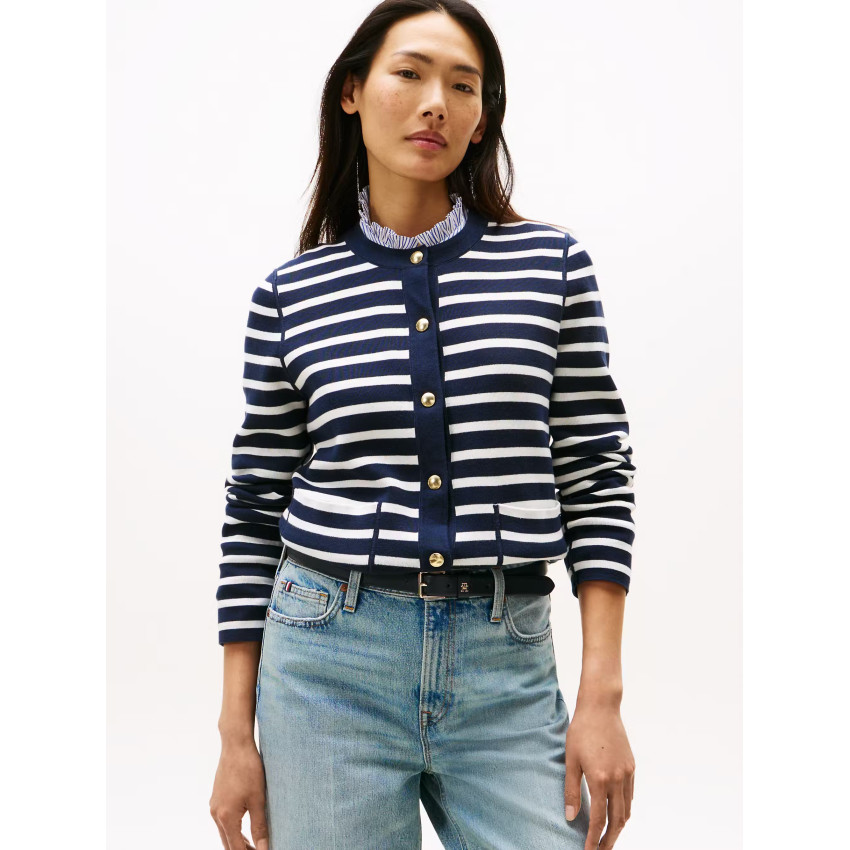 Gilet Réversible Femme Tommy Hilfiger JERSEY Bleu Marine Cloane Vannes WW0WW40846