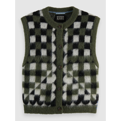 Gilet Sans Manches Scotch & Soda Femme FUZZY Kaki Cloane Vannes U9A01047T U360