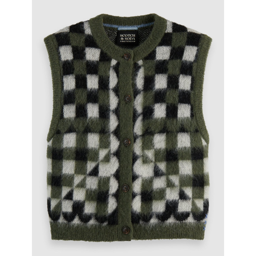 Gilet Sans Manches Scotch & Soda Femme FUZZY Kaki Cloane Vannes U9A01047T U360