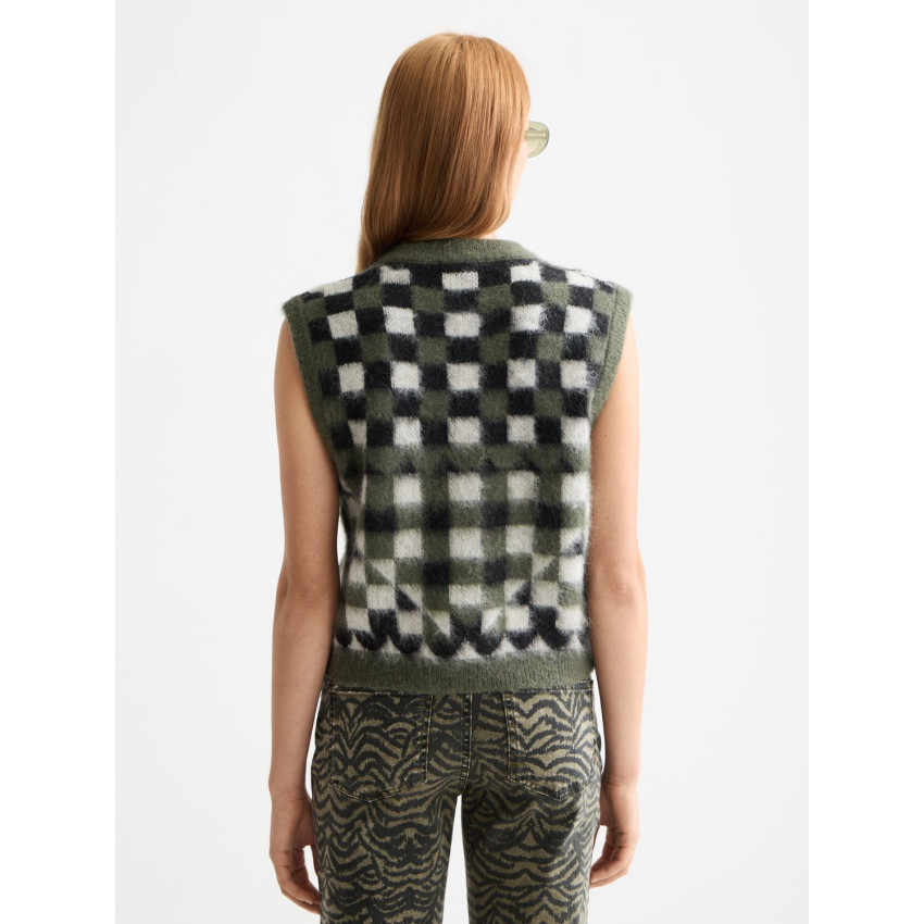 Gilet Sans Manches Scotch & Soda Femme FUZZY Kaki Cloane Vannes U9A01047T U360