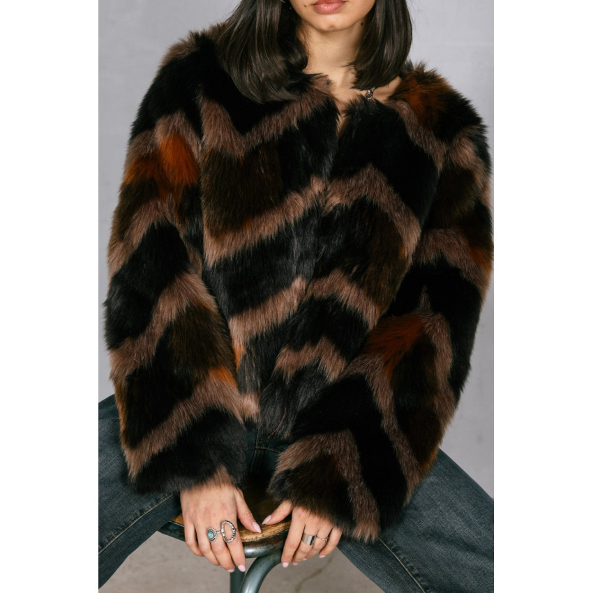 Manteau Fourrure Freeman T Porter Femme MILANI Leopard Cloane Vannes 24407782 PC100 0