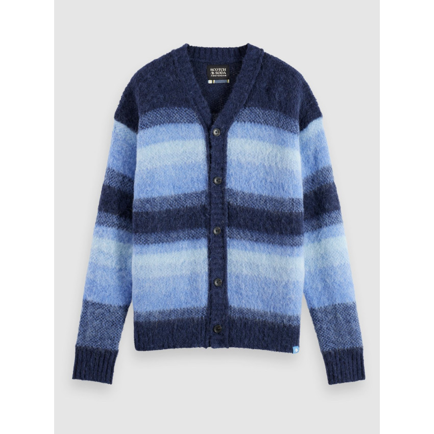Cardigan Homme ALPACA WOOL Bleu Cloane Vannes 181642 410