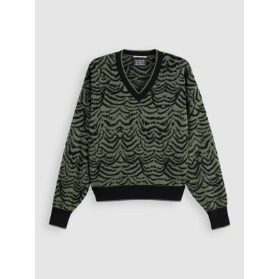 Pull Femme Scotch & Soda JACQUARD Kaki Cloane Vannes U9B01028T U364