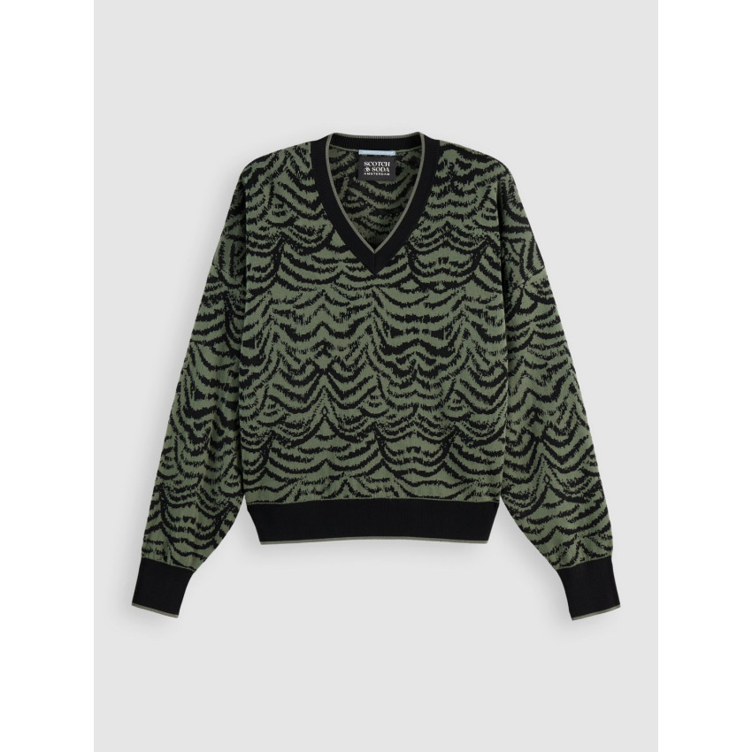 Pull Femme Scotch & Soda JACQUARD Kaki Cloane Vannes U9B01028T U364