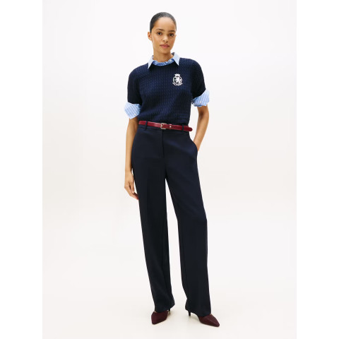 Pantalon Femme Tommy Hilfiger PUNTO Bleu Marine Cloane Vannes WW0WW48355 C1G