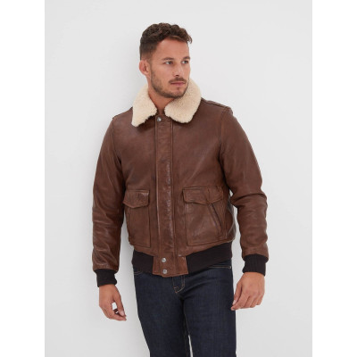 Blouson en Cuir Daytona 73 Homme CORSAIR Marron Cloane Vannes FUR SHEEP PE