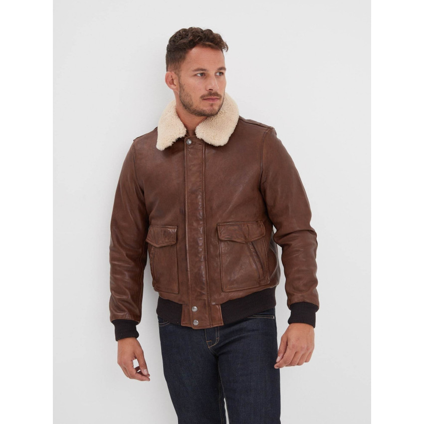 Blouson en Cuir Daytona 73 Homme CORSAIR Marron Cloane Vannes FUR SHEEP PE