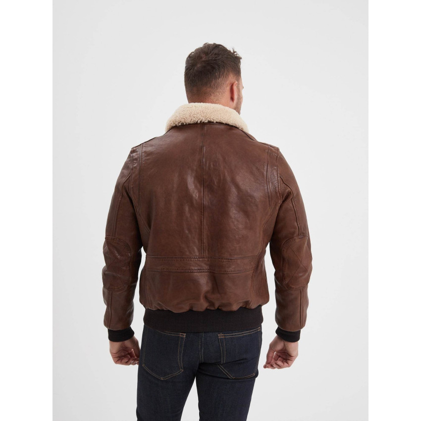 Blouson en Cuir Daytona 73 Homme CORSAIR Marron Cloane Vannes FUR SHEEP PE