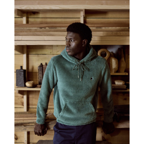 Sweat à Capuche Polaire Faguo Homme DIRAC Vert Cloane Vannes F25PL0903 GRE36