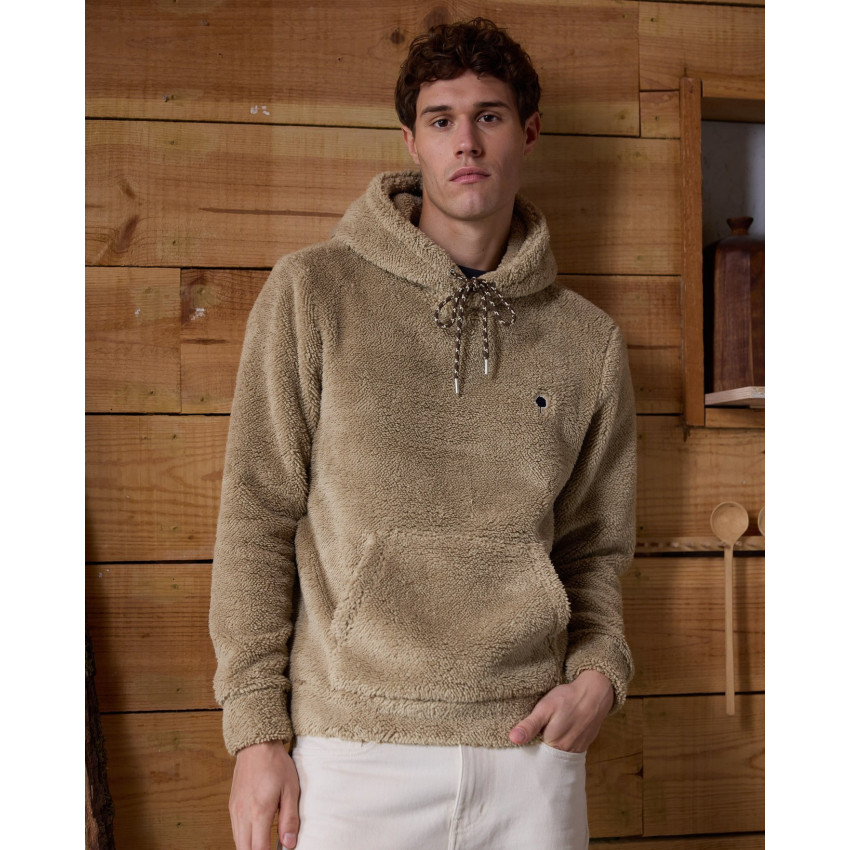 Sweat à Capuche Polaire Faguo Homme DIRAC Beige Cloane Vannes F25PL0903 BEI30
