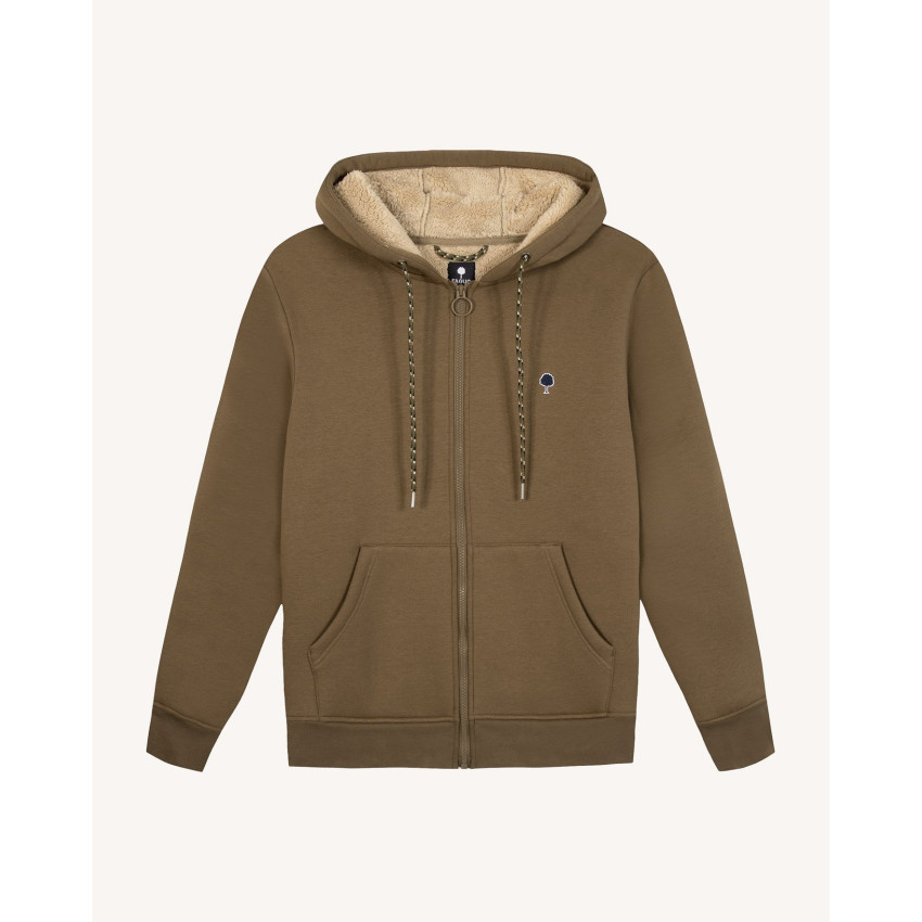 Sweat à Capuche Zippé Faguo Homme MEYGAL Marron Cloane Vannes F25SW0109 BRO36