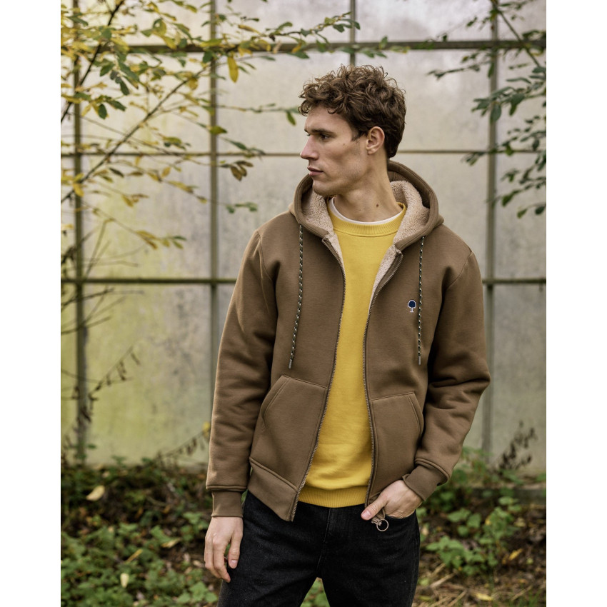 Sweat à Capuche Zippé Faguo Homme MEYGAL Marron Cloane Vannes F25SW0109 BRO36