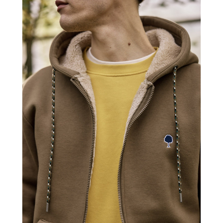 Sweat à Capuche Zippé Faguo Homme MEYGAL Marron Cloane Vannes F25SW0109 BRO36