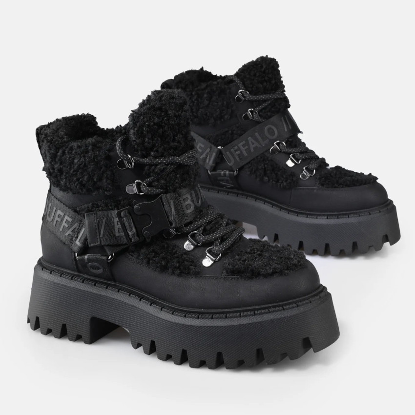 Baskets Montantes Femme Buffalo ASPEN COM MID WARM Noir Cloane Vannes