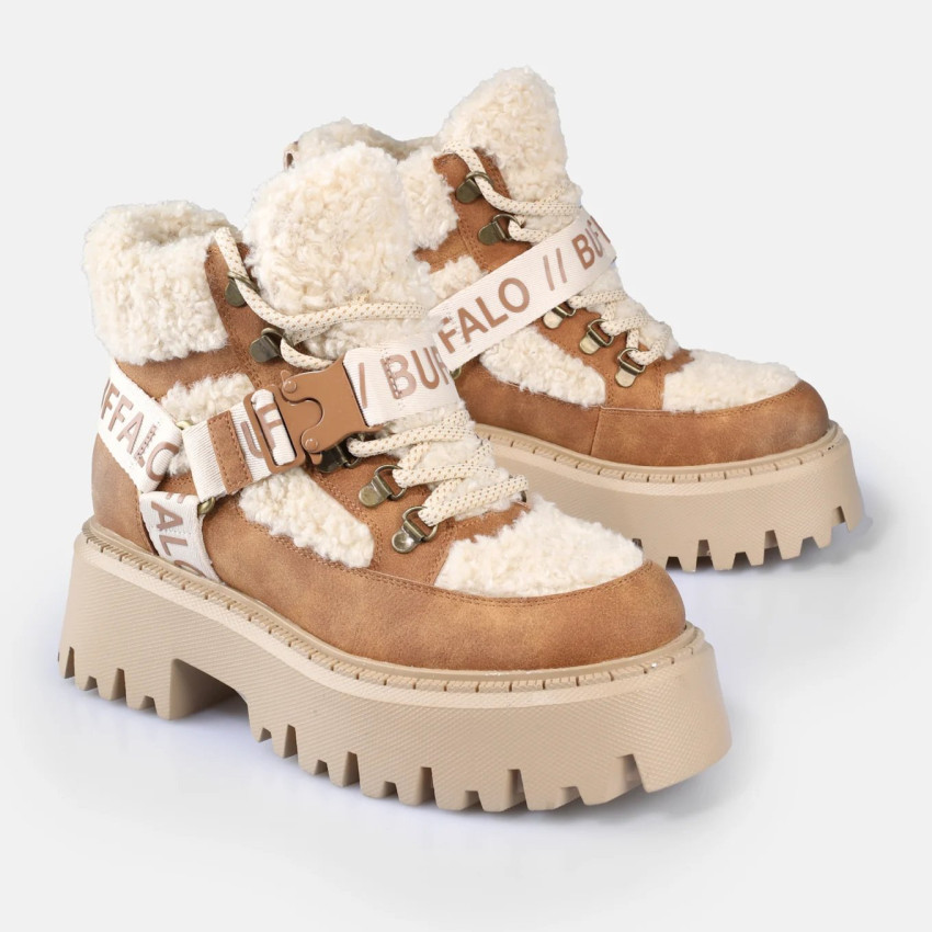 Baskets Montantes Femme Buffalo ASPEN COM MID WARM Beige Cloane Vannes