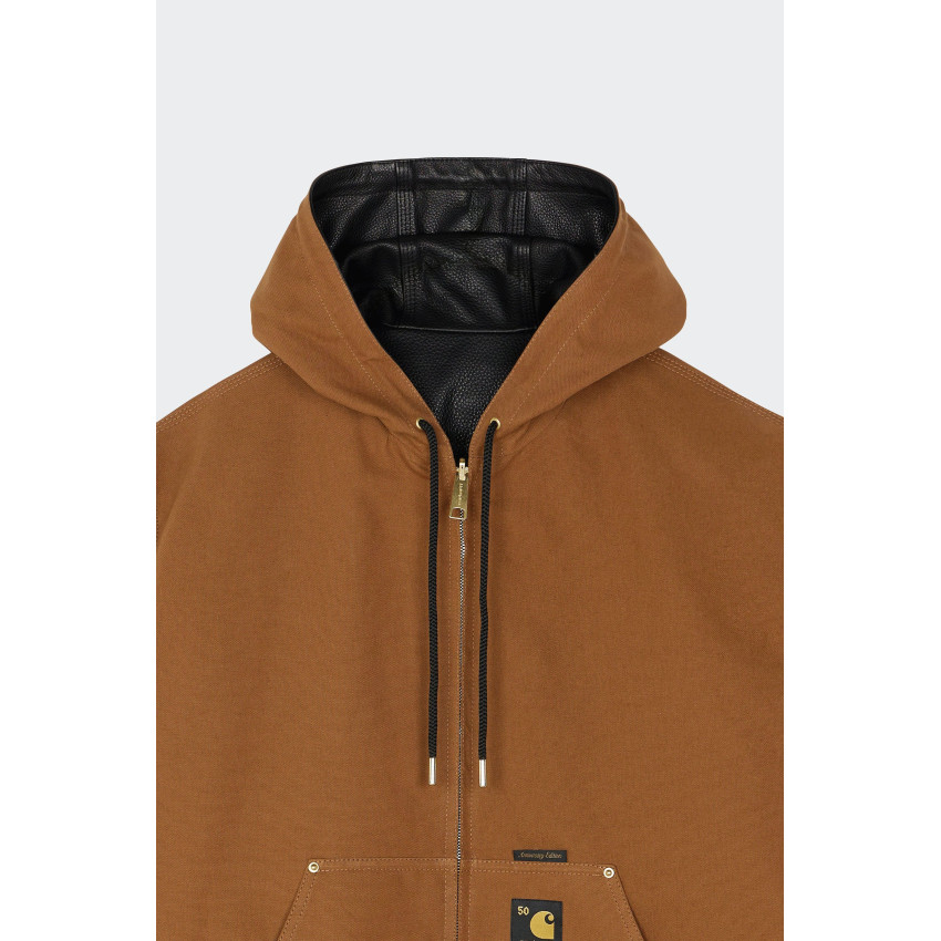 Blouson En Cuir Réversible Homme OG ACTIVE JACKET 50TH ANNIVERSARY Carhartt Wip Noir et Camel - Édition Limitée Cloane Vannes
