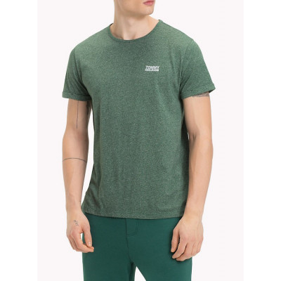 t-shirt homme tommy hilfiger jeans vert chiné coupe regular manches courtes, chez cloane a Vannes