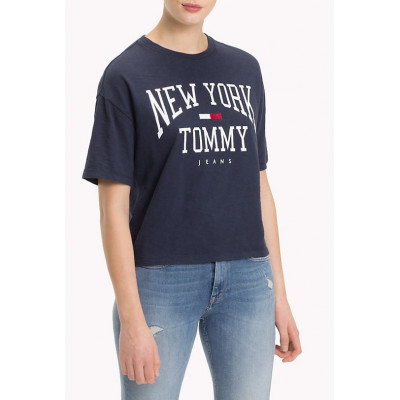 T-shirt Femme Tommy Jeans new york Bleu Marine référence DW0DW05285 002 chez Cloane, magasins vetements de marques à Vannes
