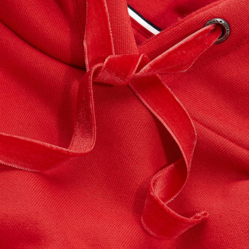 Sweat à capuche rouge Tommy Hilfiger Jeans pour femme logo 85 dans le dos, DW0DW05371, Cloane vetements de marques a Vannes 