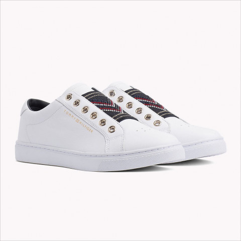 Chaussures Femme Tommy Hilfiger blanche à élastique, référence FW0FW03592, Cloane magasins de marques a Vannes 