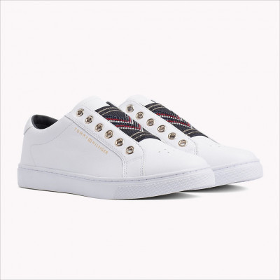 Chaussures Femme Tommy Hilfiger blanche à élastique, référence FW0FW03592, Cloane magasins de marques a Vannes 
