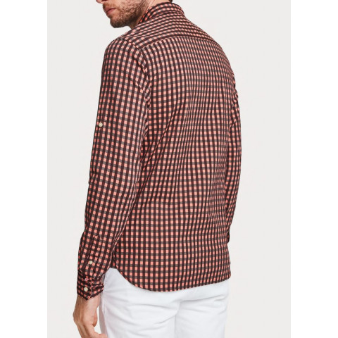 Chemise Homme Scotch & Soda vichy bordeau orange Référence 155151