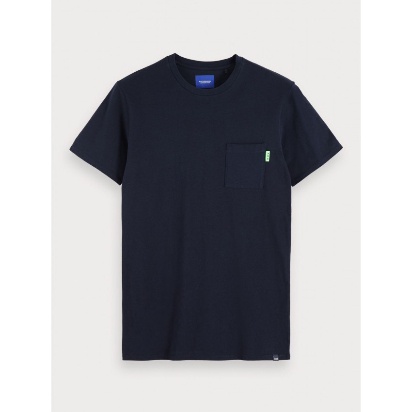 T-shirt Bleu marine Scotch & Soda, poche poitrine réf:153621, Cloane, E-boutique et magasins vetements de marques a Vannes