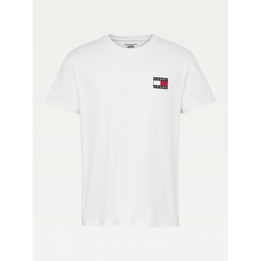 T-shirt Homme TOMMY JEANS blanc grand logo sur la poitrine référence DM0DM07843 YBR