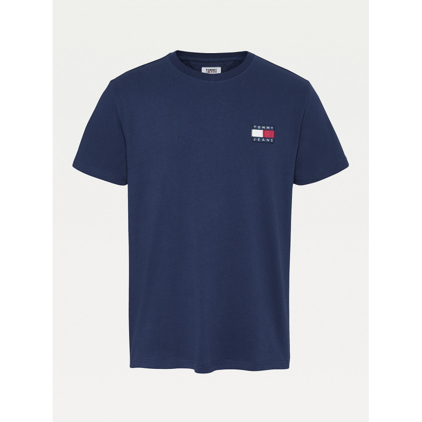 T-shirt Homme TOMMY JEANS bleu marine badge logo référence DM0DM06595 002